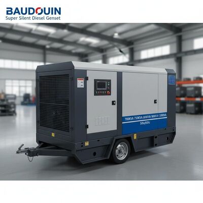 バドウィン超静音ディーゼルジェネセット ポータブルディーゼル発電機 700KVA 750KVA 800KVA 900KVA 1000KVA デジタルパネル 50hz/60hz