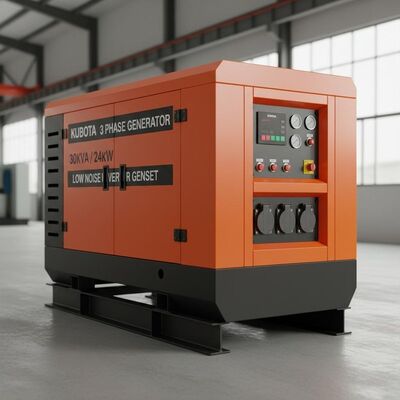 高品質のインバーター発電機 KUBOTA 3相発電機 30kva 24kw サイレント ジェネセットディーゼル発電機 サイレントキャノピーと低騒音
